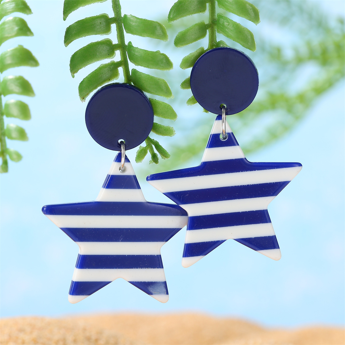 9g Weight Alloy Ear Needle Material Drop Earrings Classification 1 Pair Quantity Holiday, Beach Occasion Acrylic Material Pentagram Pattern All Seasons Season Women's Gender Casual, Vacation Style 1 Pair Casual Vacation Pentagram Arylic Drop Earrings 5