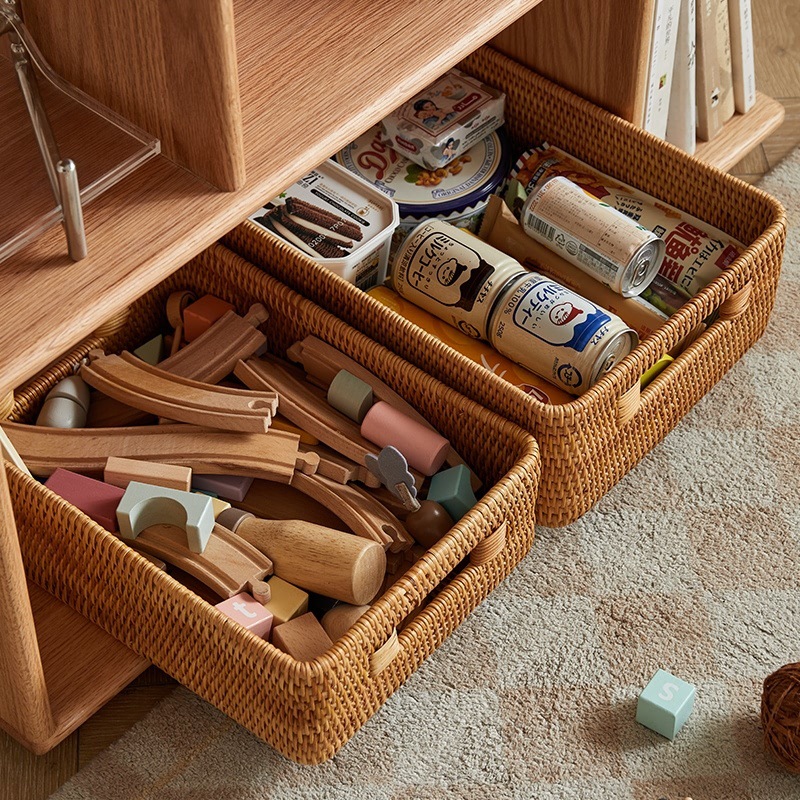 ベトナム秋籐手作り収納バスケットデスクトップ雑貨バスケット長方形おもちゃスナック衣類収納ボックス