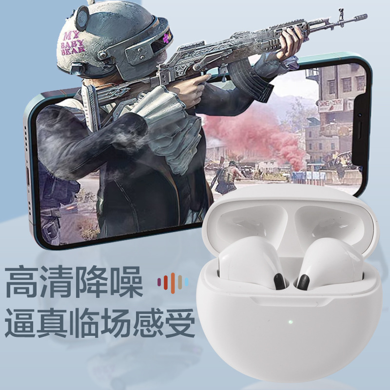 Auriculares Bluetooth inalámbricos Pro6 TWS Running Hunting, nueva luz verde de regalo de juego de comercio electrónico transfronterizo