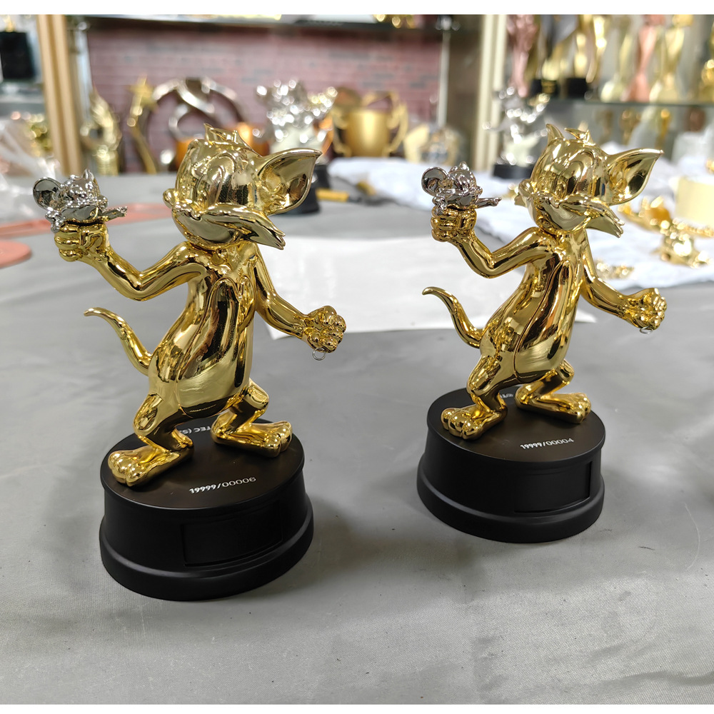 铅锡锌合金压铸铜电镀仿金属美国动漫人物汤姆猫和米老鼠手板模型