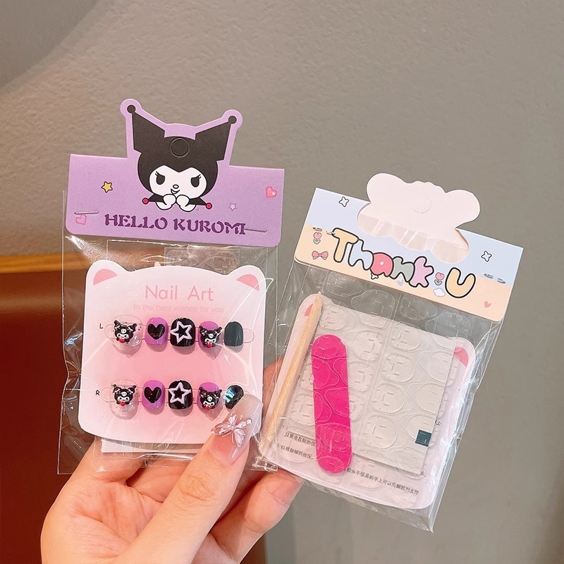 儿童三丽鸥穿戴甲立体指甲贴女童新款美甲甜美可拆卸自粘防水贴片|undefined