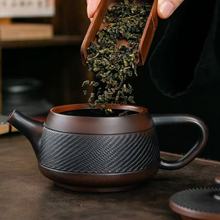 手工跳刀复古紫陶凤鸣茶壶汉瓦壶大容量轻奢高档功夫紫砂茶具