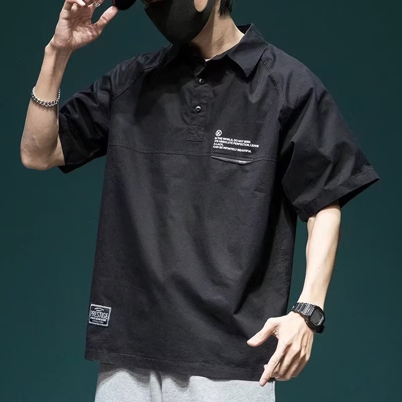 Camisa polo de manga corta con solapa Camiseta de verano de marca de moda para hombres Versión coreana de la tendencia delgada 2024 nueva camiseta de todo fósforo