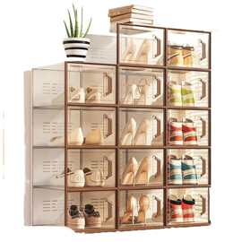 鞋盒收纳盒透明鞋柜鞋子收纳省空间鞋架折叠鞋收纳存放盒折叠