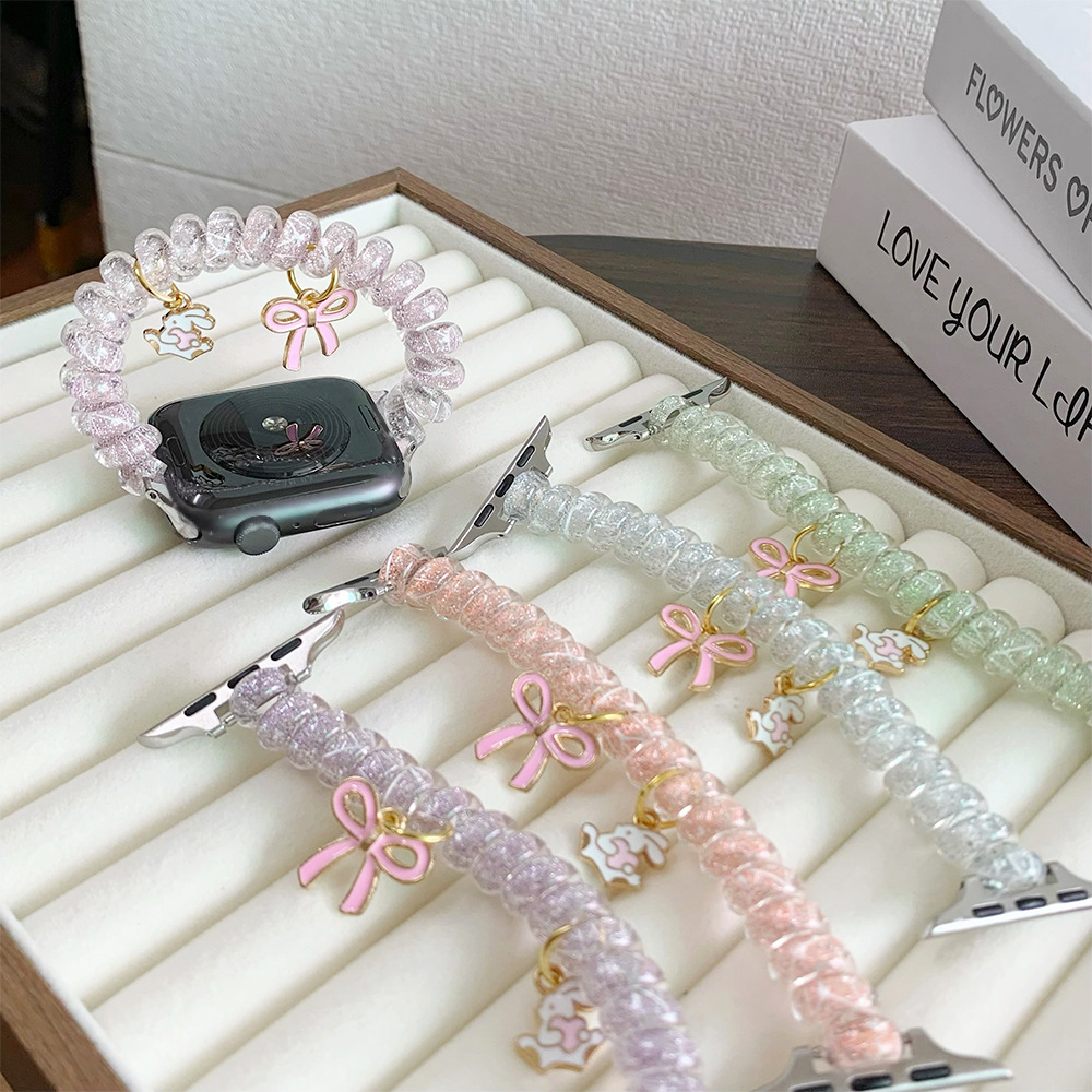 [Glitter Bow] Suitable for Apple Watch Strap Iwatch10 New Phone Line S9 Female S8 Hair Tie Se