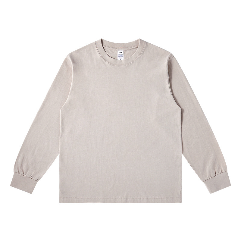 230 グラム秋と冬の新スタイル新疆コーマ綿白長袖 Tシャツメンズラウンドネックレギュラーソリッドカラーボトリングシャツ女性のトレンディなブランド|undefined