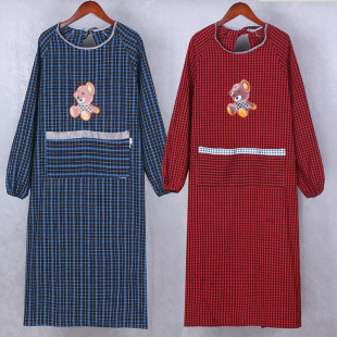 Kitchen apron pure cotton long sleeve oil-proof anti-fouling Korean cute smock adult female men's lengthened work clothes printing