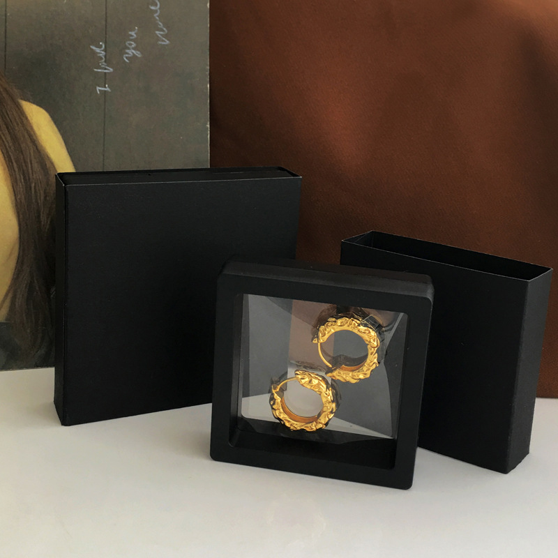 Simple Square Transparent Storage Box Head Rope Ring Necklace Earrings Jewelry Box Plastic Box