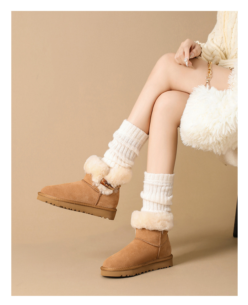 Autumn and winter fur one non-slip thick warm cotton boots wool ankle boots_voghion.com