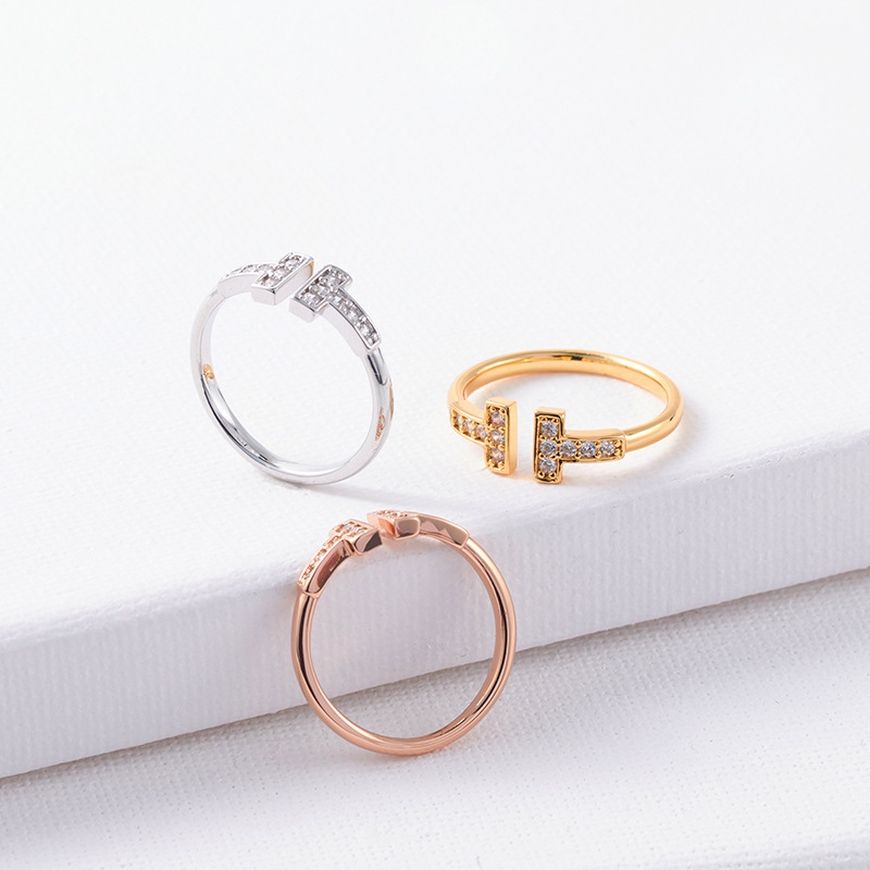 Women'S Gender Plating, Inlay Design 1 Piece Simple Style Letter Copper Plating Inlay Zircon Open Ring