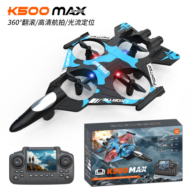 Cross-Border K500 Remote Control Fighter with Screen, High-Definition Aerial Photography Quadcopter, Fall-Resistant Stunt Rolling Drone