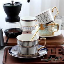 咖啡杯碟套装英式下午茶茶具骨瓷杯碟勺套装陶瓷轻奢风格2025新款