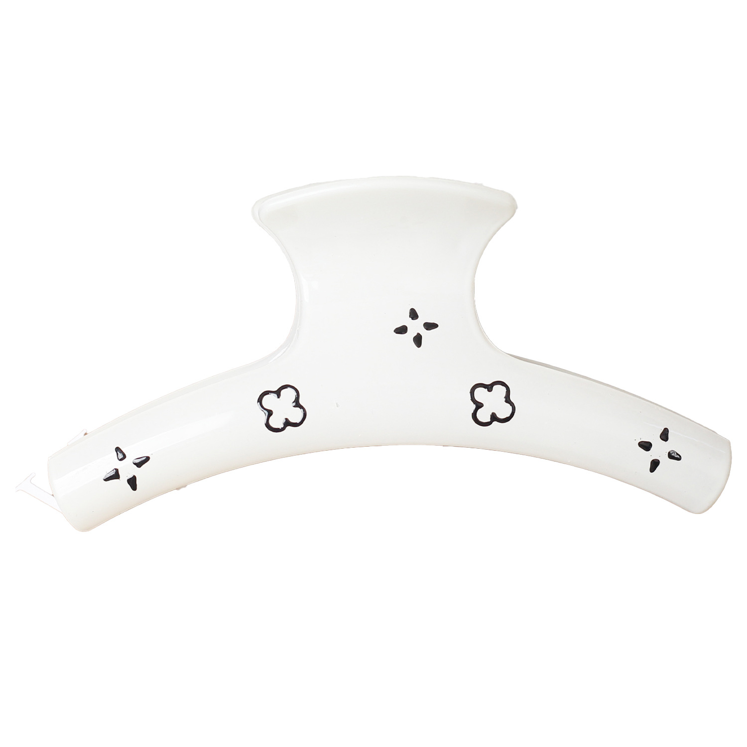 Retro francés de alta calidad cuatro hojas negro y blanco agarrar clips nicho dulce gran backbrain clip de pescado simple y elegante