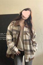 小香风毛呢格子外套男感秋春夏新款加厚大衣美式复古情侣夹克