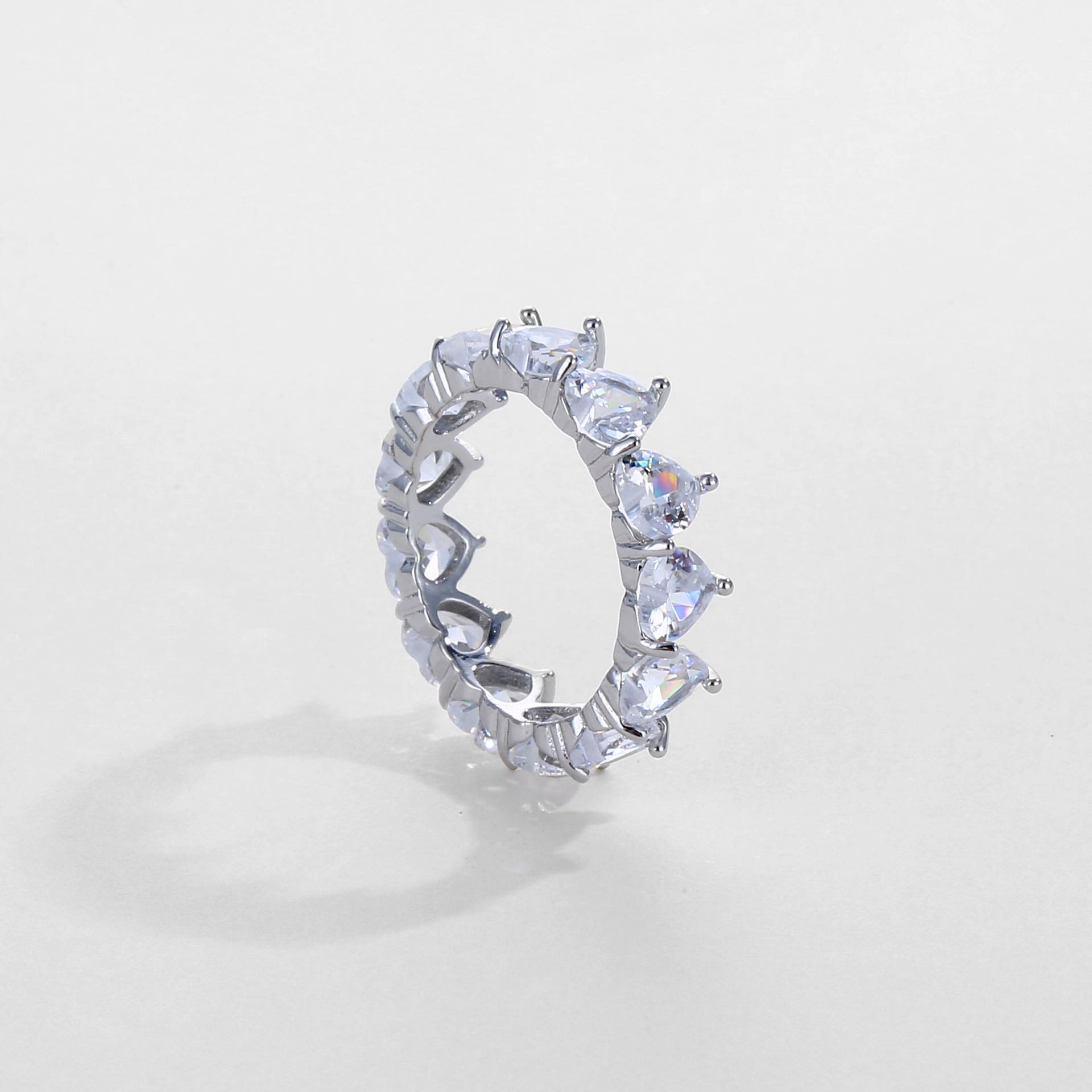 Fashion Heart Shape Copper Inlay Zircon Rings 1 Piece