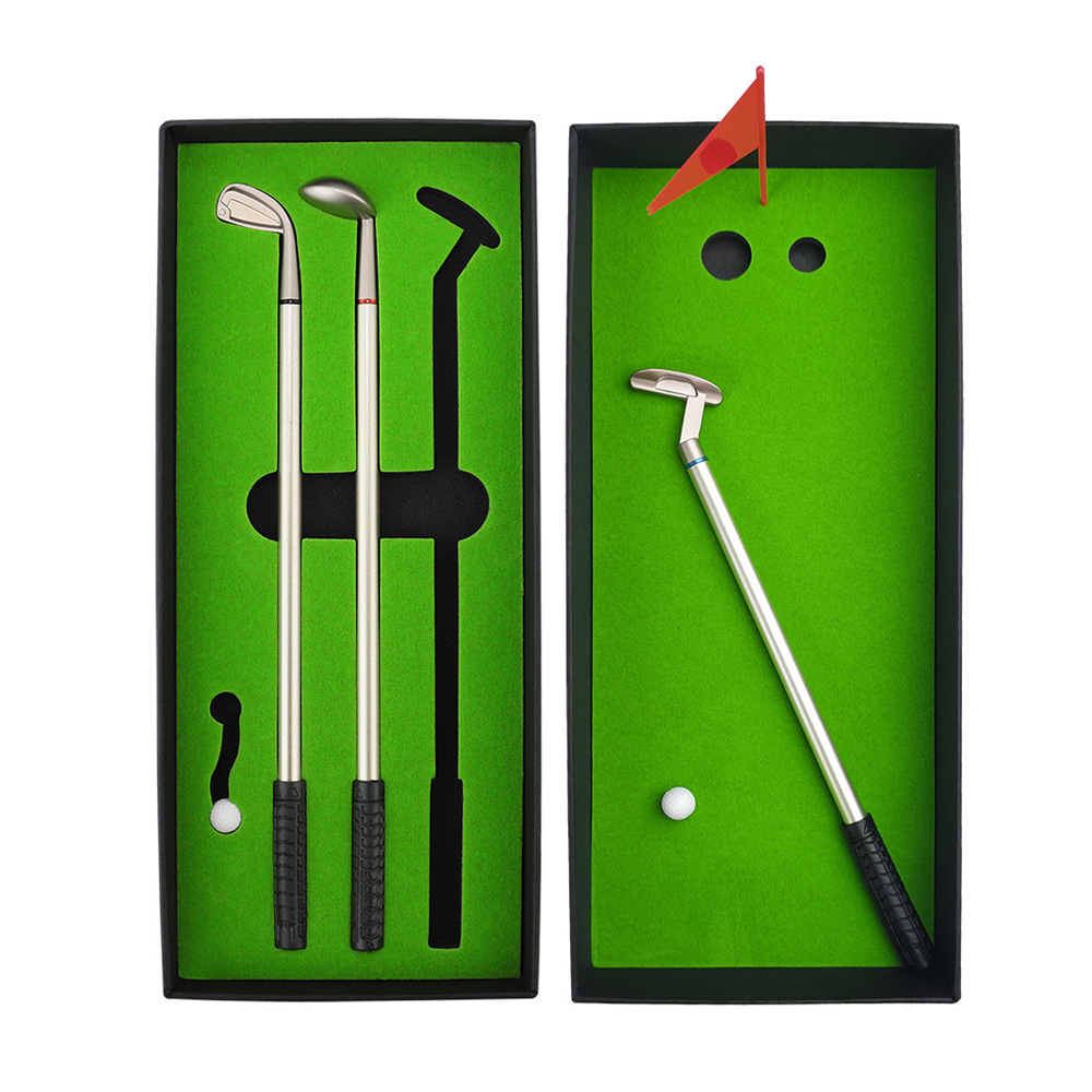 Cross-border en stock adolescentes Metal Bolígrafo Golf Club caja Pluma Mini Club Traje de golf