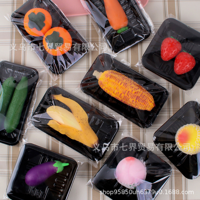 Lento rebote plátano pepino simulación vegetal y fruta ventilación juguete maíz descompresión juguete pellizco música melocotón Bola de ventilación