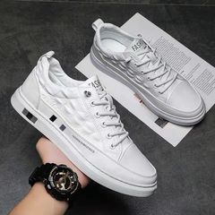 Wholesale New Crocodile Leather Casual Shoes for Men, Fashionable and Versatile Thick Sole Sneakers, Trendy White Shoes for Men