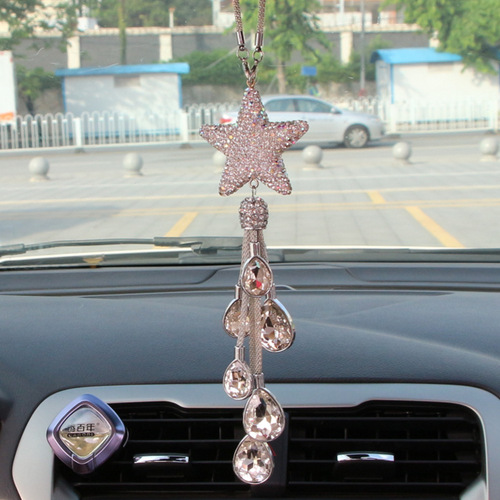 Car Accessories High-End Diamond Crystal Mirror Hanger for Girls Rearview Mirror Car Ornament Heart Shape Car Interior Decoration Cross-border