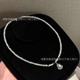 葫芦锁骨项链3-4mm金珠微瑕天然高品质淡水珍珠14k注金“福禄”