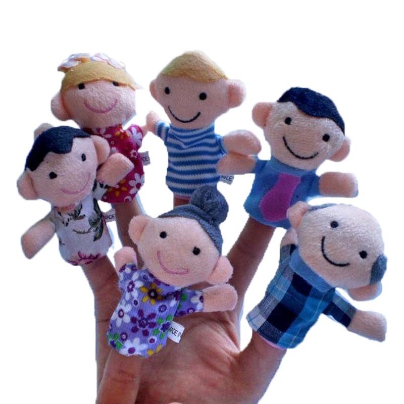 Плюшевые игрушки семья палец кукол семья Six Finger Puppet Family