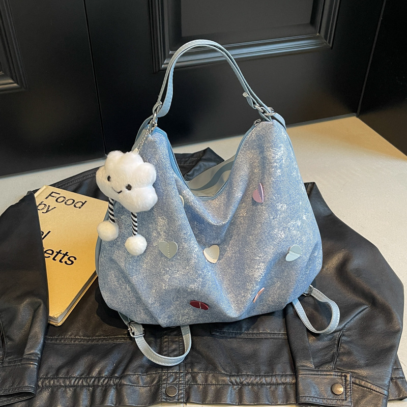 Bolso de hombro de moda suave de alto valor y estilo occidental 2024 verano nuevas señoras que viajan al extranjero i love tote bag