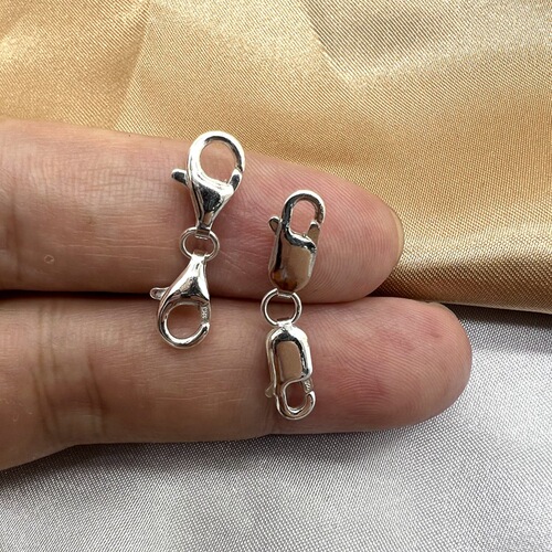 s925 sterling silver double-ended spring square buckle lobster drip buckle safety connection extended DIY necklace bracelet buckle accessories
