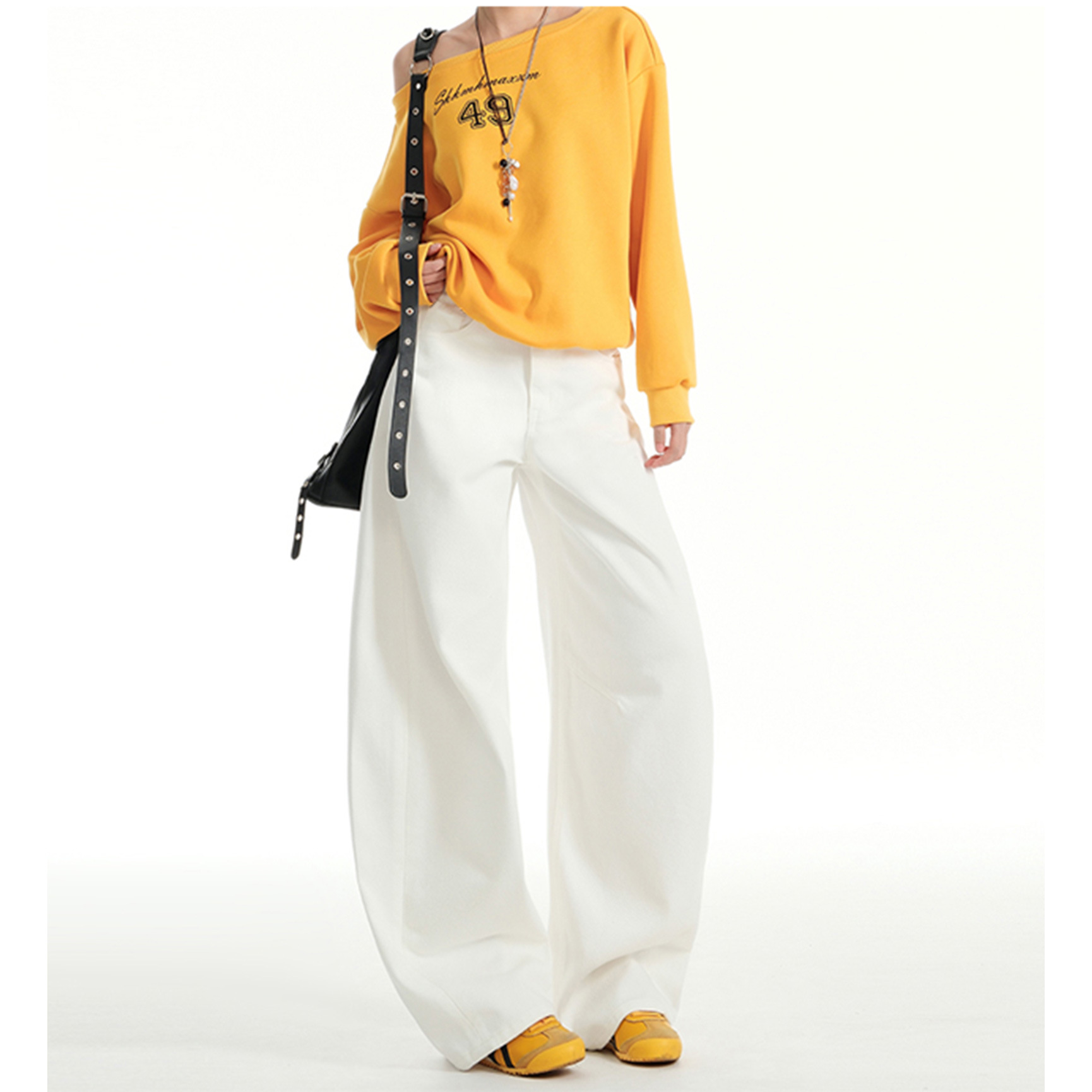 White Jeans for Women, Spring and Autumn 2026 New Popular Style, High-Waisted, Loose Straight-Leg, American-Style Casual Wide-Leg Pants