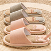 Liney slippers Female Spring and Autumn Period and Summer House Home Shoes Four Seasons Anti -Slip Floor Cotton Walks Slipper Male Family