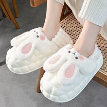 网红白兔棉鞋包跟女外穿ins冬棉拖鞋软底内胆可拆卸家居防滑毛绒