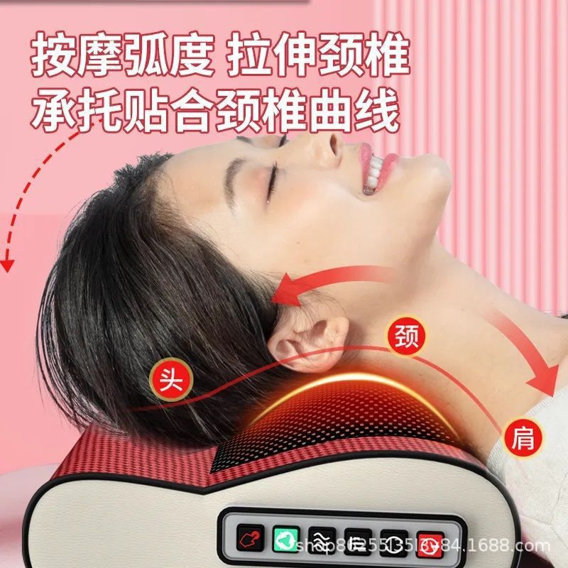 新款劲椎头部按摩枕多功能热敷家用按摩器揉捏肩颈腰部背部批发|undefined