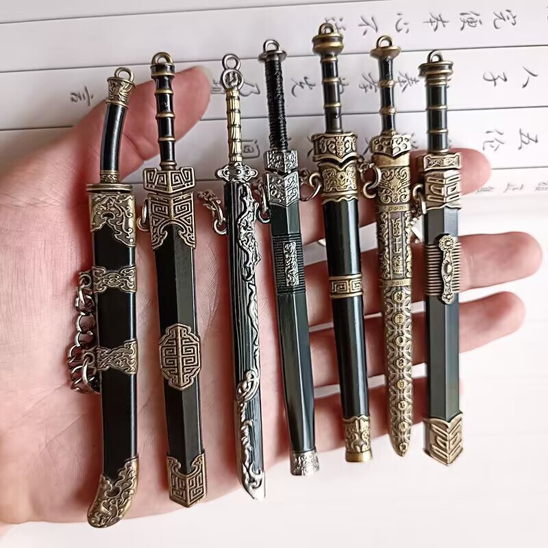 12cm small size Ancient Sword Embroidered Spring Sword Weapon Toy Model Qin Shihuang Tang Hengdao Weapon Sword Ornaments Jewelry