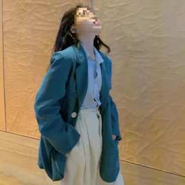 秋装新款港风复古小西装外套女英伦风网红气质御姐范宽松西服上衣