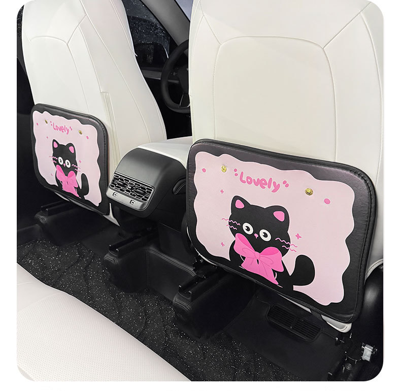 Cute Cat Cartoon Cute Car Seat Back Anti-kick Pad Simple and Comfortable Dirt-resistant Storage Bag Anti-kick Pad Anti-dirty Pad