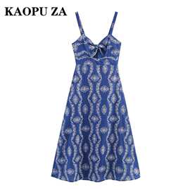 KAOPU ZA 2025夏季新款欧美风镂空性感迷笛吊带连衣裙时尚女装