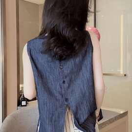 仅用于产品展示勿拍-仿牛仔吊带背心女夏季2025新款外穿宽松别致