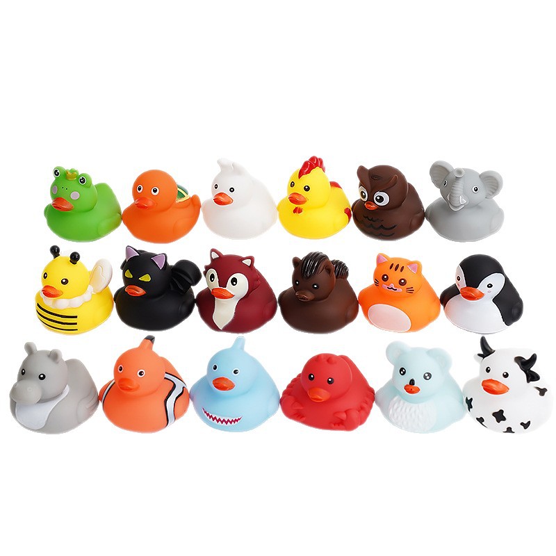 Pequeños animales de pellizco pato juguetes de agua pato bebé juguetes de baño regalos para niños sonidos pato amarillo