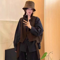 韩系不规则马夹+衬衫套装女2025早秋新款宽松显瘦小个子百搭上衣
