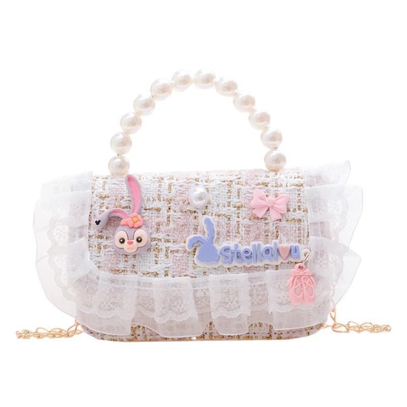 New Korean style children's bag crossbody Princess bag chain Pearl handbag bow casual small sachet for girls