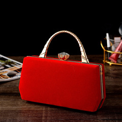 新款復古絨布鑲鑽長款手提單肩斜跨包宴會包禮服包旗袍包漢服包