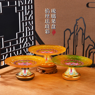 New Style Water Coloured Glaze Fruit Plate Enamel Color Fruit Plate Pre-Buddha God of Wealth Tribute Plate Buddha Home Endeavor Supplies