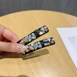 韩版气质小香风发夹碎发夹发饰边夹轻奢精致bb夹珍珠水钻侧边夹子