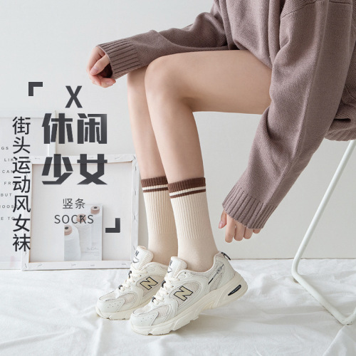 Socks for women in autumn and winter cotton socks mid-tube socks ins trendy long socks internet celebrity sports men's high-waisted long tube socks