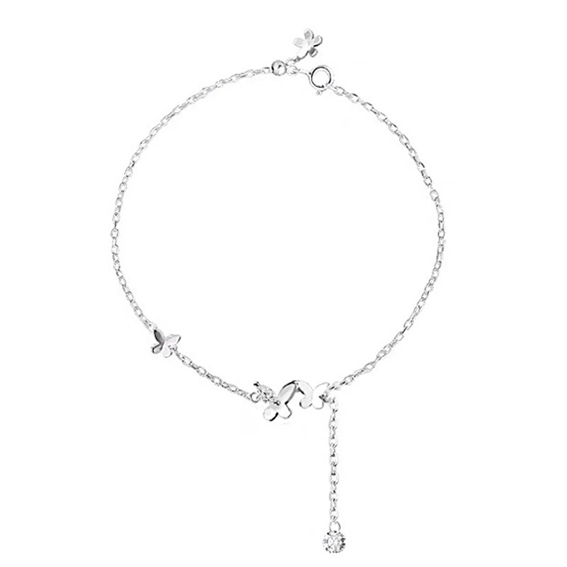 Fresh sexy ankle bracelet with tassels, silver 925 sample, simple and elegant design, internet celebrity, Birthday gift
