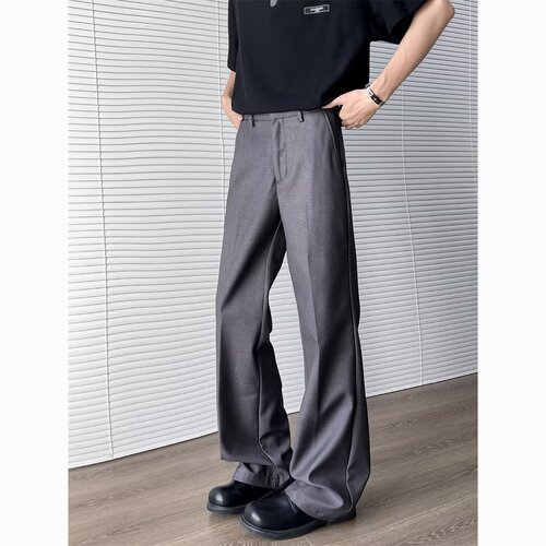 Casual Loose Fit Retro Japanese Style Men's Summer New arriving High-end Straight Leg Trousers with Flared Hem