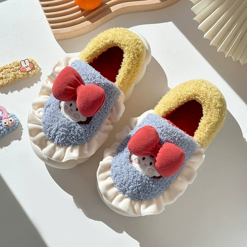 Мультяшная хлопковая обувь маленькая девочка домашние теплые хлопковые тапочки толстая подошва хлопковая обувь милый стиль принцессы