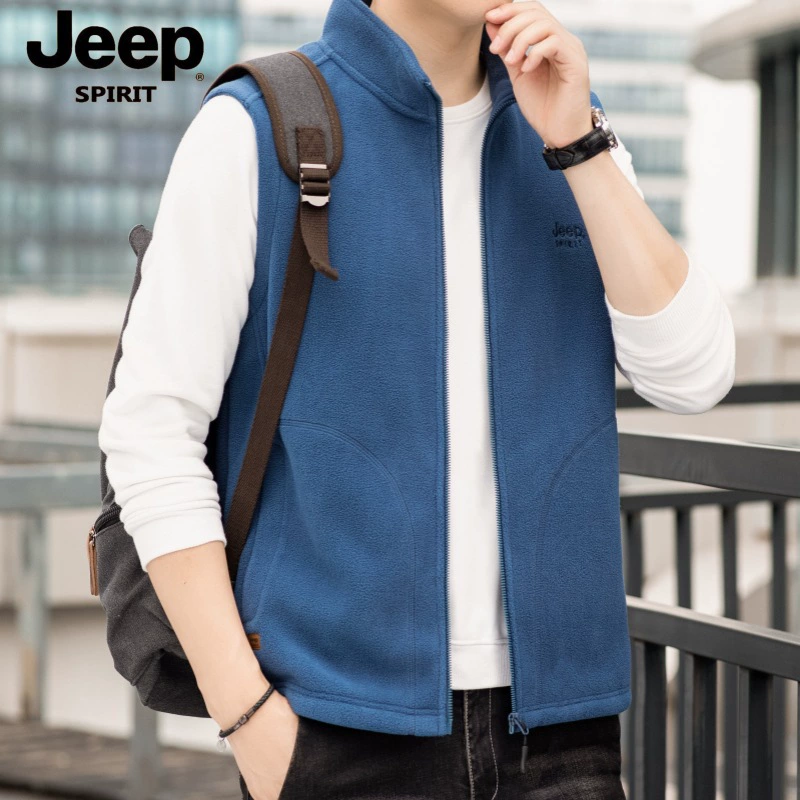 JEEP2024 мужские жилеты для жилета для мужчин осень новый бархатный повседневный конюшня среднего возраста бархат для тепла 5520