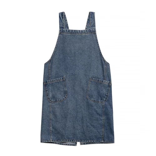 Japanese and Korean washed denim cotton canvas apron smock advertising kitchen bib flower shop manicure work clothes printed with LOGO