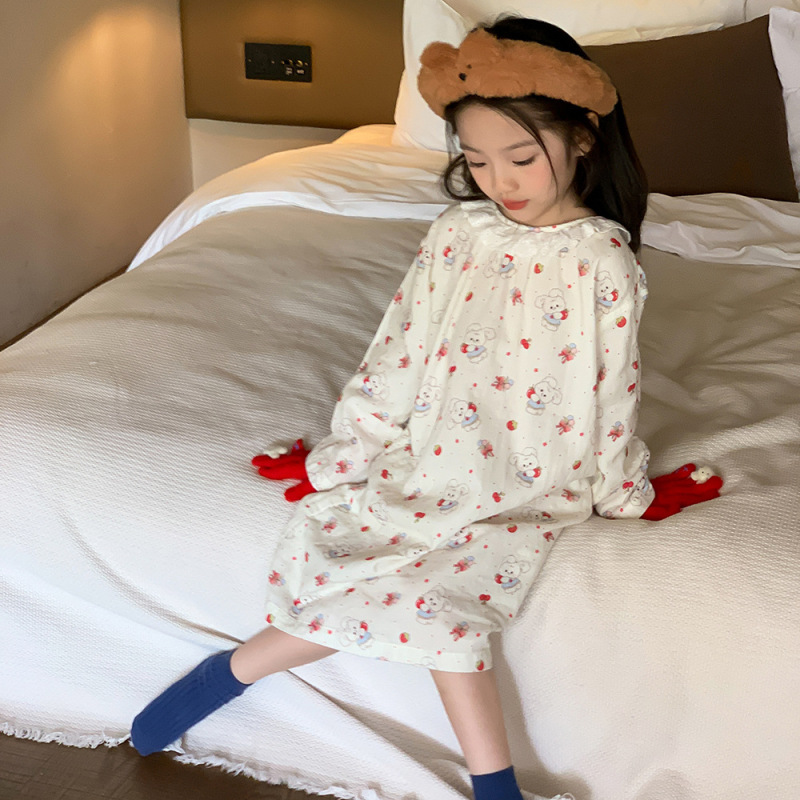 SeedMelon女童睡衣a类纯棉春秋款儿童家居服全棉宝宝长袖睡裙50|undefined