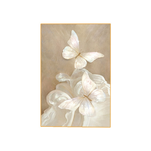 French Cream Style Living Room Decor Painting, High-End Bedroom Wall Art, Rustic Wood Butterfly Sofa Background Wall Hanging